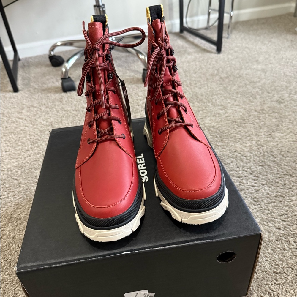 Sorel Women's Brex Lace Waterproof Boot - Warp Red, Black, US Size 8